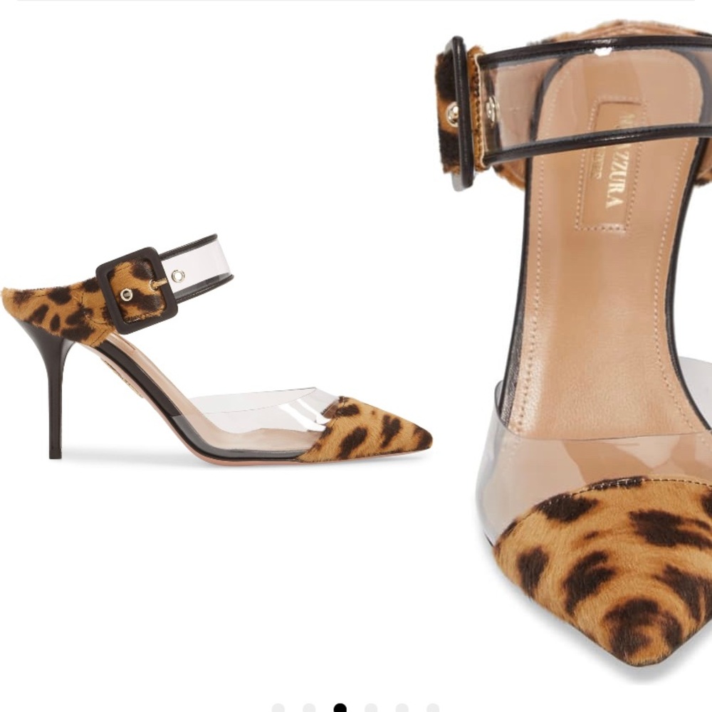 Aquazzura leopard buckle mules heels slides 41 11